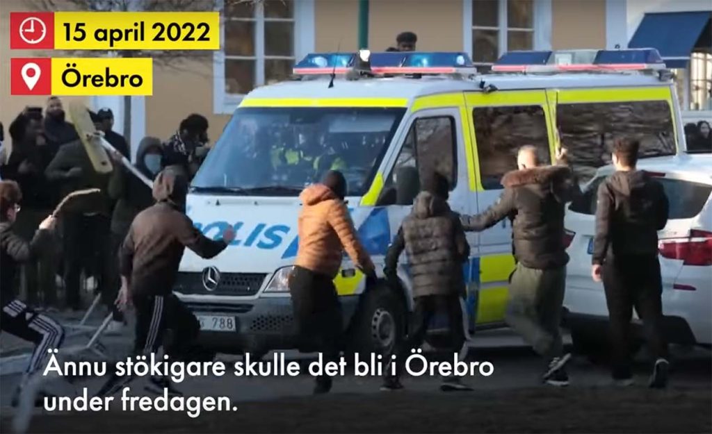 Läsarfoto från upploppen i Örebro den 15:e april 2022. Fotot är hämtat från Aftonbladets rapportering.