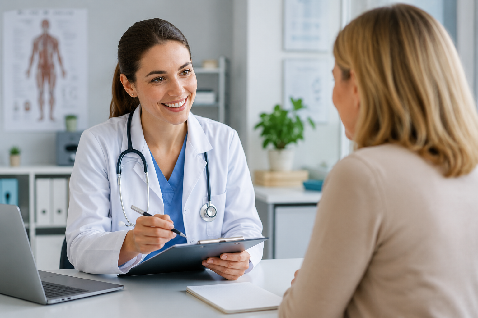 Pflegekraft im modernen Klinikflur