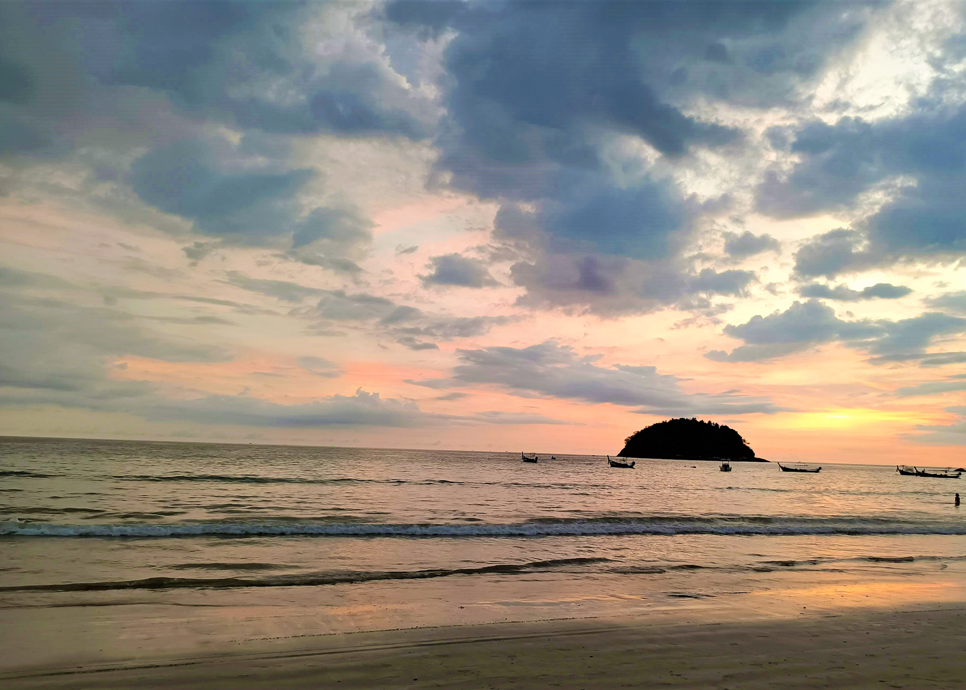 Sunset meditation at the sea Phuket Thailand