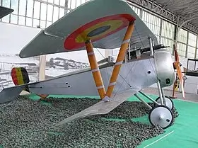 an airplane is on display in a building