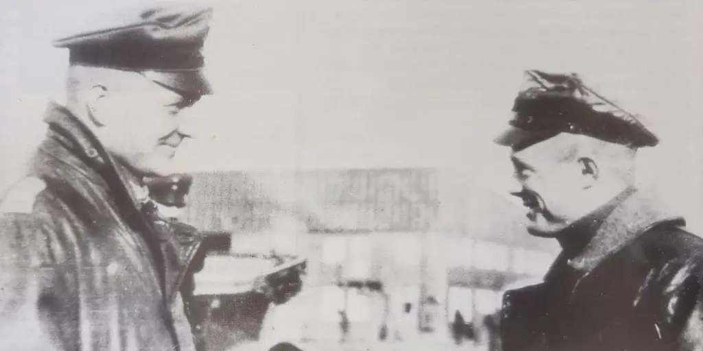 an old photo of two men in uniform
