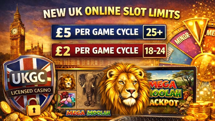 Mega Moolah UK slot limits: £5 per game cycle for 25+ and £2 per game cycle for 18+