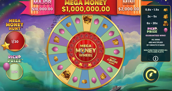 Mega Money Wheel and win 1 million on the wheel of fortune
