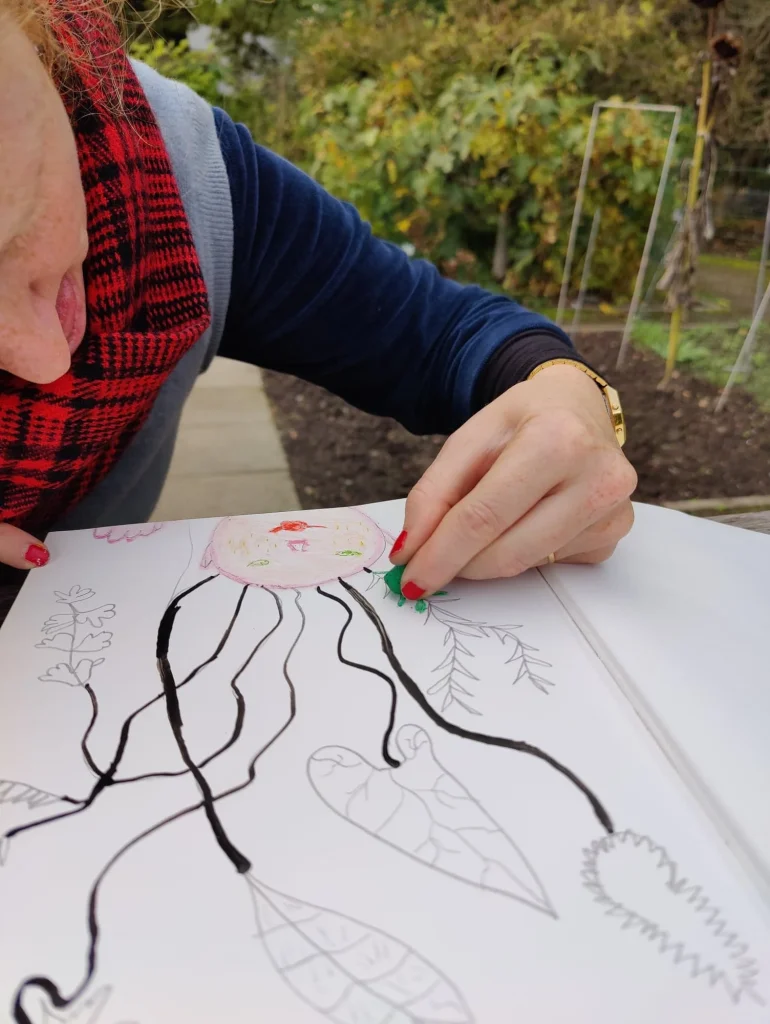 Mindful creëren, traag kijken en verwonderen tijdens een Workshop art journaling, mindful creëren met hoofd, hart en handen