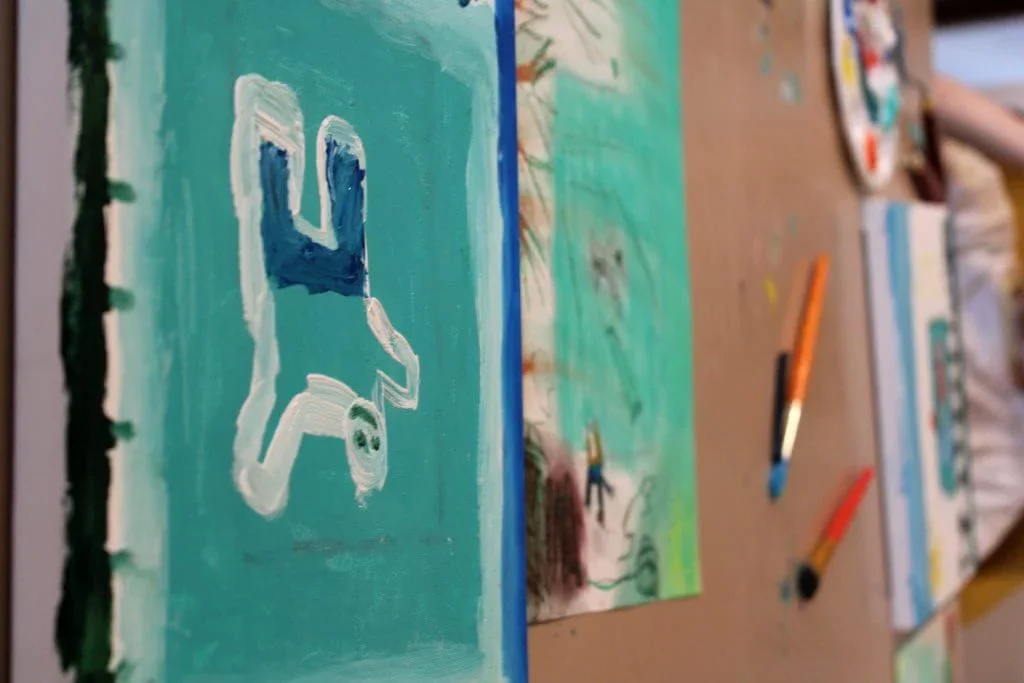 slow art workshop met kinderen gent Creatieve workshop met kinderen gent een duik in Hockney voor volwassenen samen met kinderen