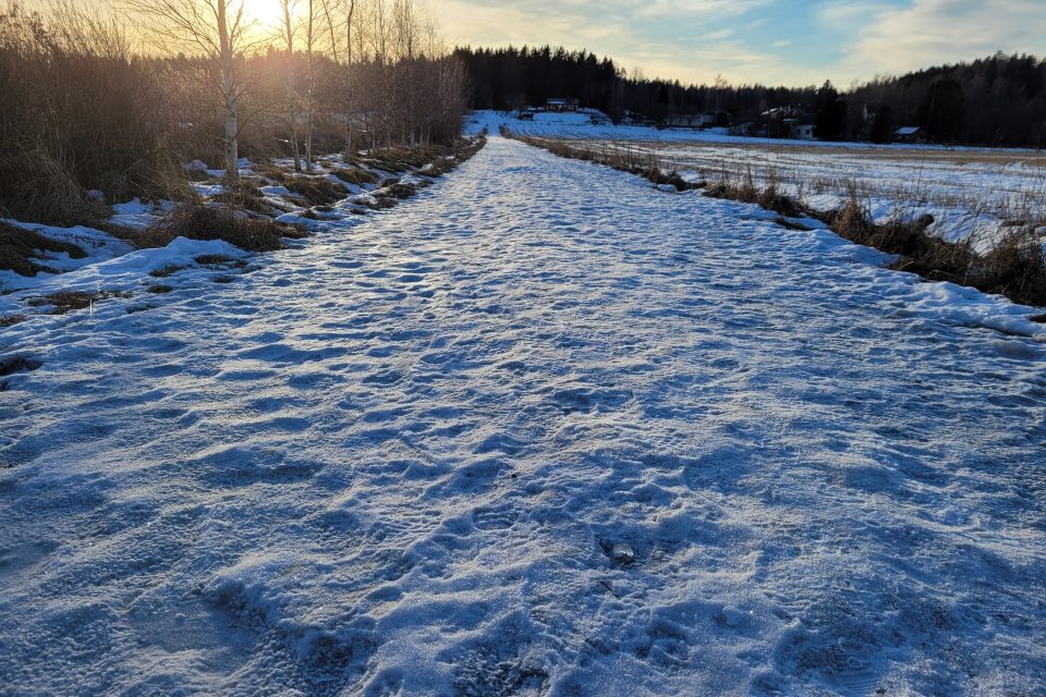 Winter landscape with a road