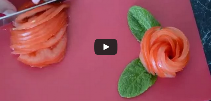 Un jolie rose à réaliser avec une tomate… Rien de plus simple !