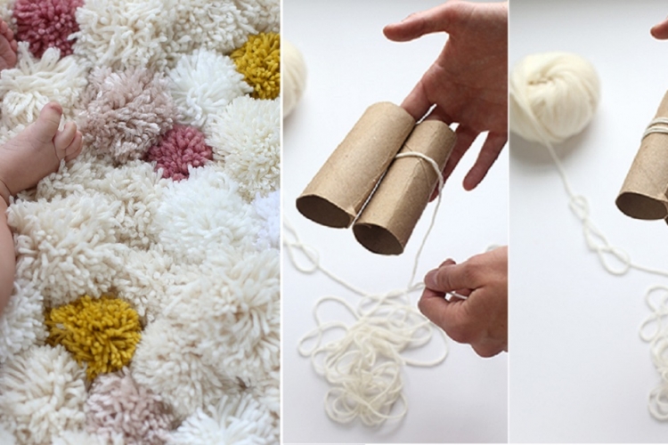 Fabriquer un joli tapis de chambre avec de la laine et des rouleaux de papier hygiénique!