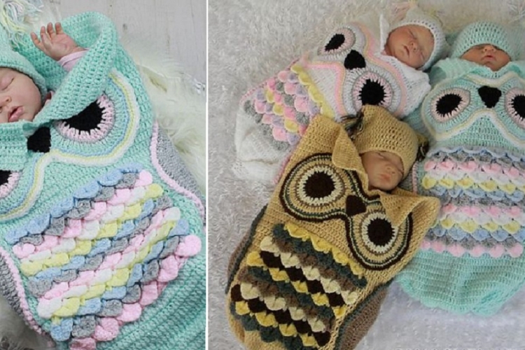 Des patrons de nids d’anges hiboux pour bébé, à faire au crochet!