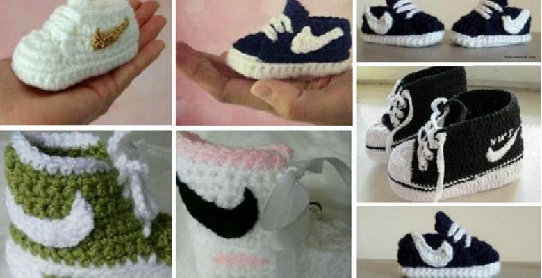 Un patron gratuit pour crocheter des pantoufles style Nike pour bébé!