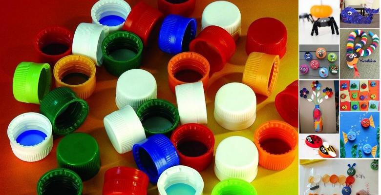 Récupérez les bouchons de plastique pour bricoler avec les enfants!