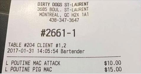 CE RESTAURANT QUÉBÉCOIS A TROUVÉ LA MANIÈRE PARFAITE POUR AFFICHER LA TPS ET LA TVQ SUR SES FACTURES!