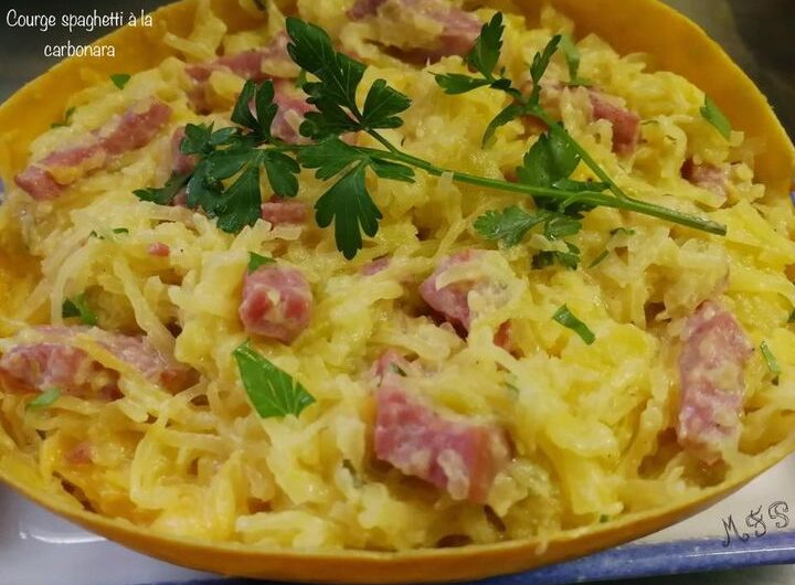 Courge spaghetti à la carbonara