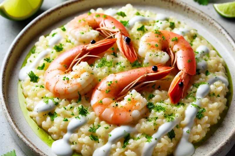 Risotto de crevettes au lait de coco et citron verts