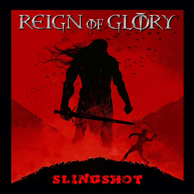 Reign of Glory - Slingshot album cover art Reign of Glory - Slingshot album cover art featuring a graphic depiction of the David and Goliath story.