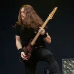 Jonathan Donais, guitarist of Anthrax, performing live.