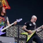 Ian Scott and Frank Bello of Anthrax, performing live.