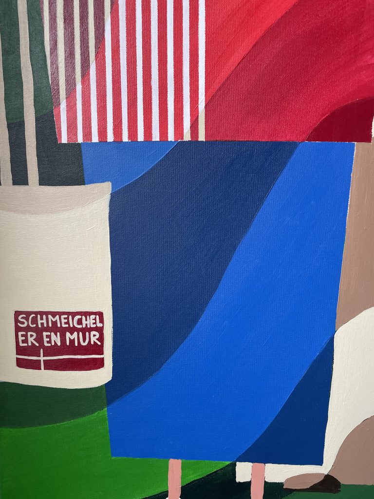 Mulepose med skriften "Schmeichel er en mur"