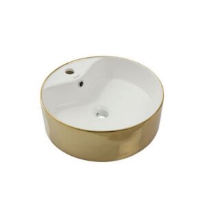Newart Tvättställ Med Kranhål Guld/Vit