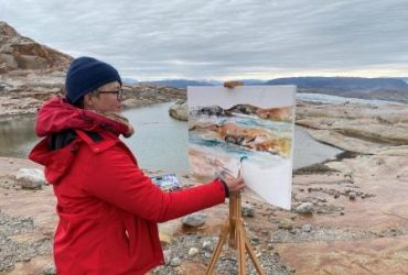 Watercolor painting on the icesheet on Greenland