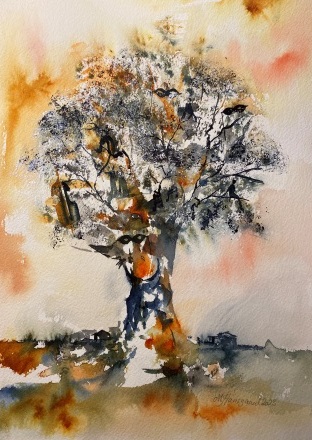 Tree Art watercolorart by Mette Hansgaard