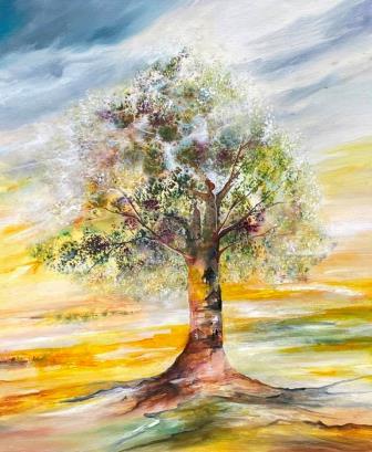malerier-til-salg-livets-trae-groenne