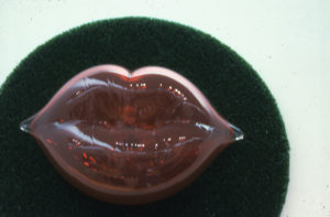 Blown glass lips Christmas ornaments