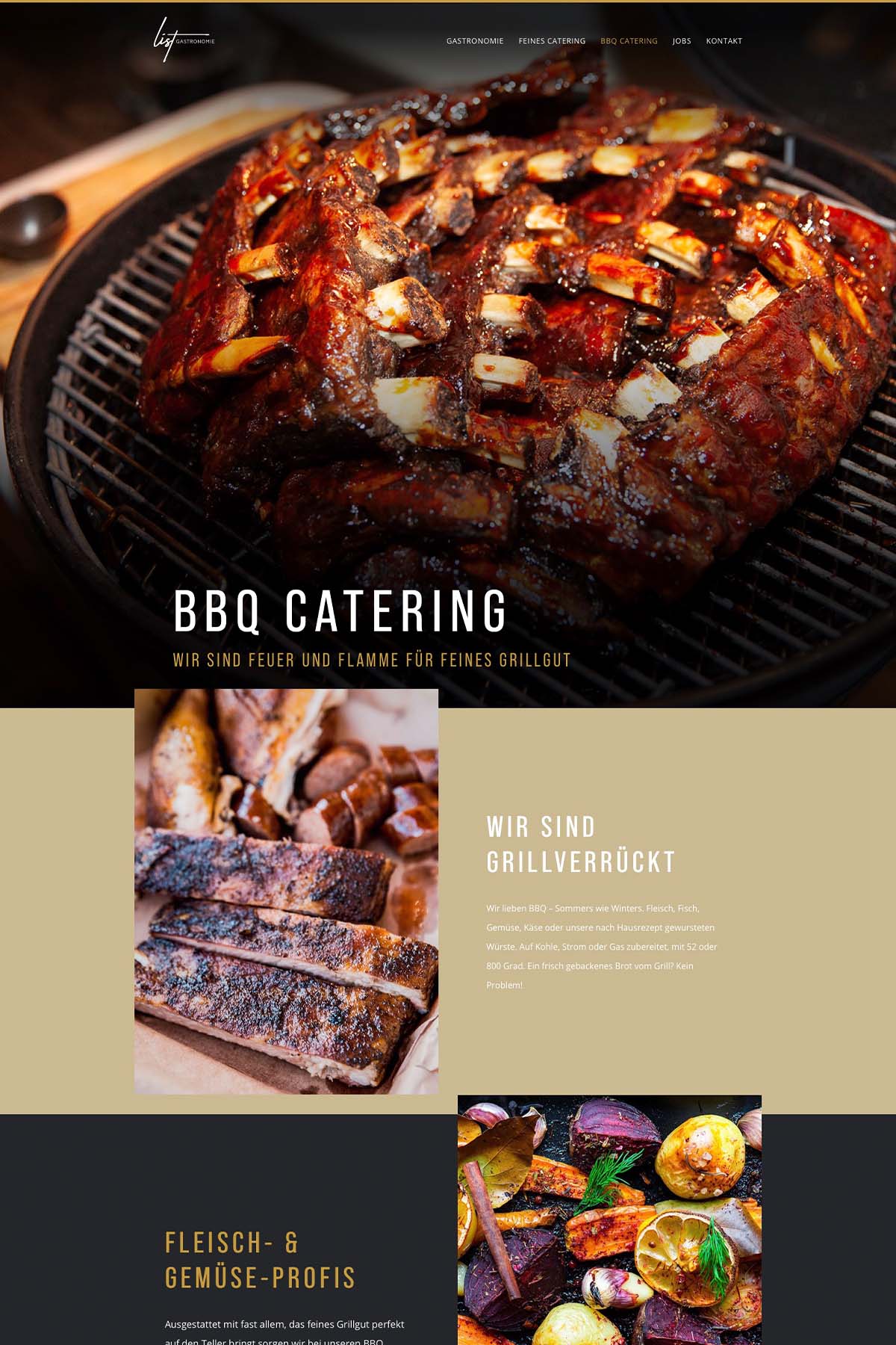 Website-Gestaltung für LIST Gastronomie, Webdesign, Webentwicklung, Screendesign,