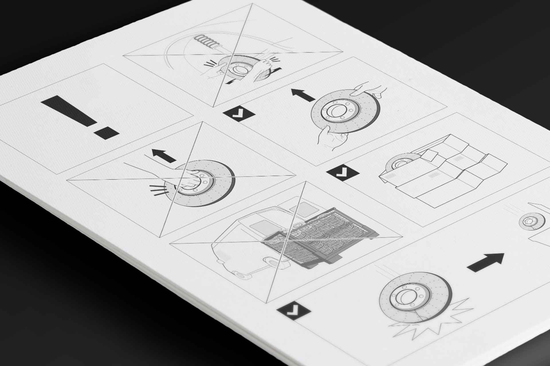 Bremsscheiben-handling Illustration für Mercedes Benz, Illustration, Print Design, Packaging design