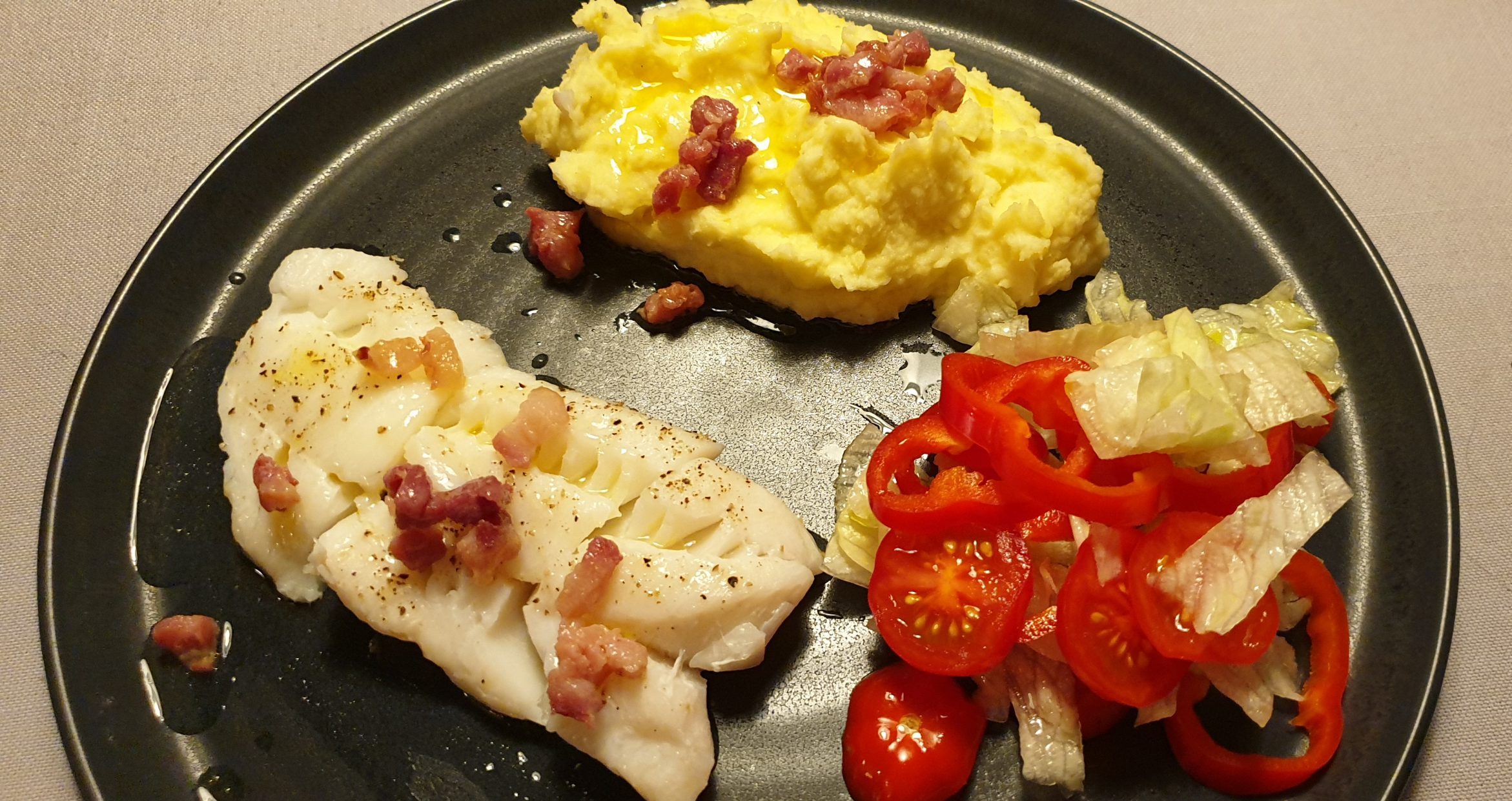 Torsk med potetmos og bacon Middagshøyden