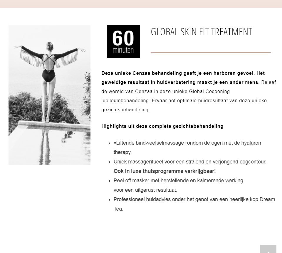 MIJN schoonheidsspecialiste - Global cocooning - Global skin fit treatment 60 minuten