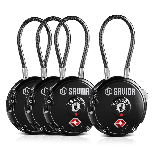 Savior Equipment 3-DIGIT CABLE LOCK black 4 pack