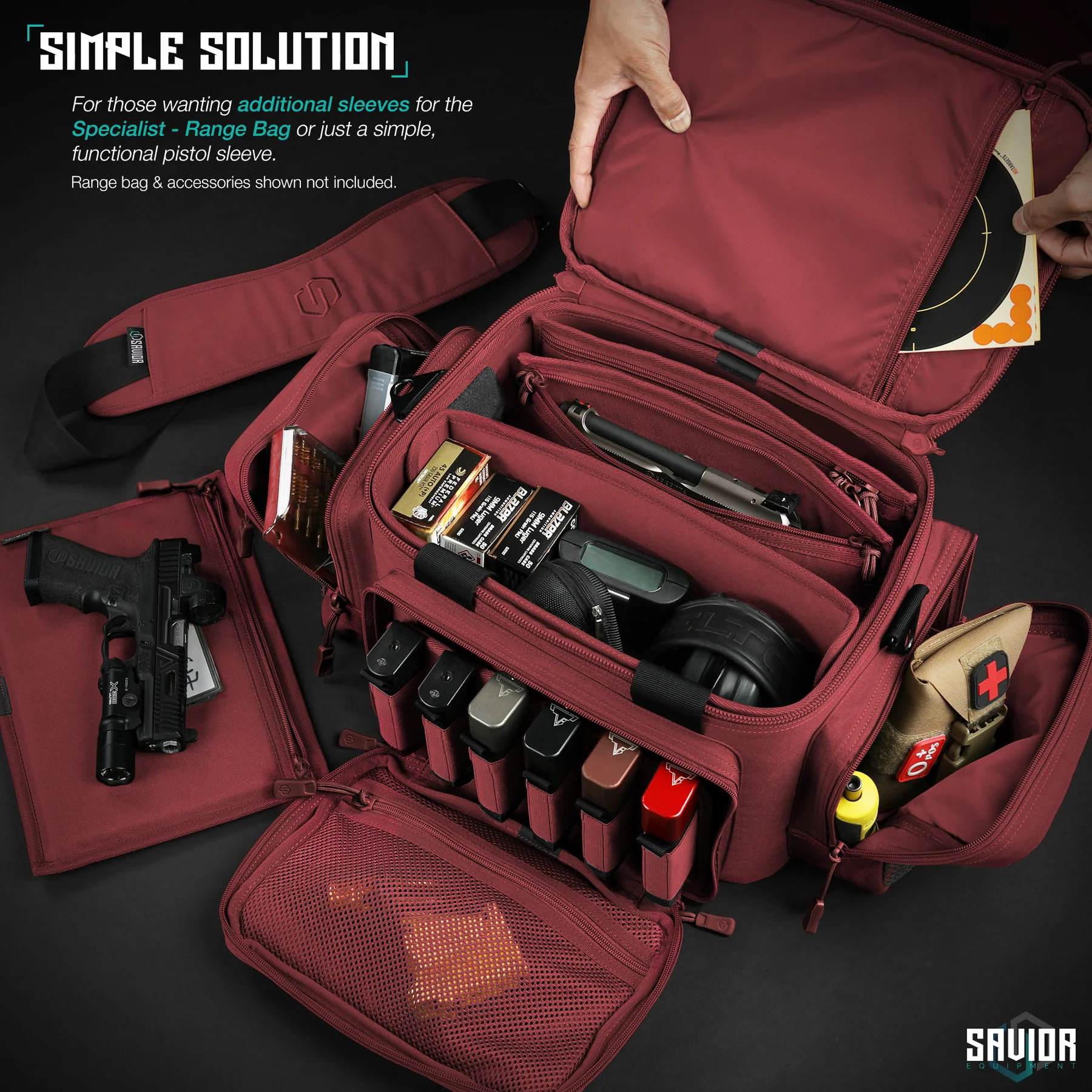 Savior Equipment PISTOL SLEEVE FOR SPECIALIST - RANGE BAG - 3 PACK Red - Image 4