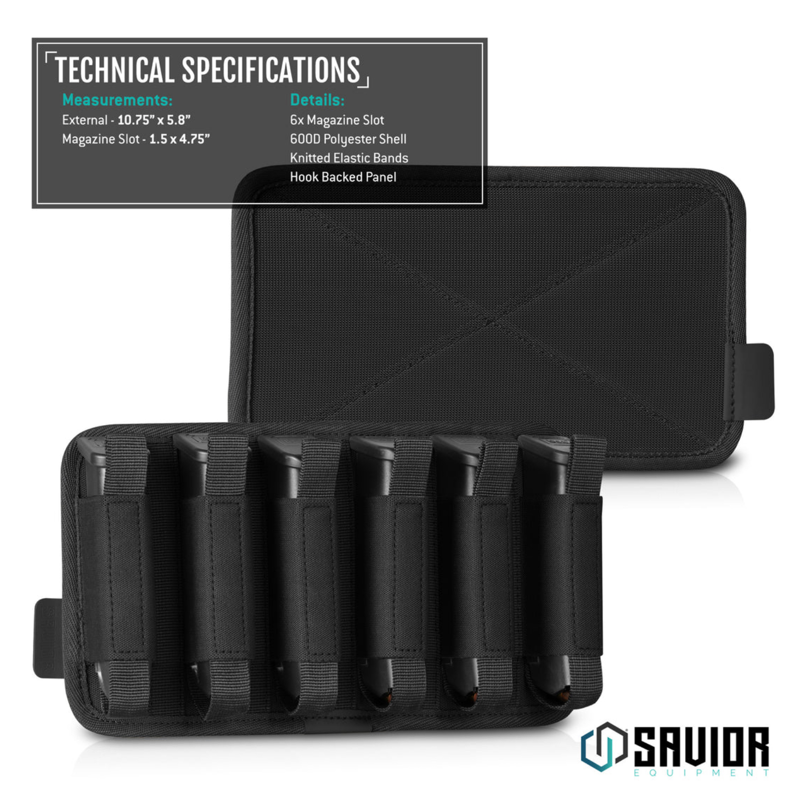 Savior Equipment DOUBLE PISTOL PISTOL MAG HOLDER W/ HOOK BACKING Grey - 2/3/6 SLOT - Afbeelding 10