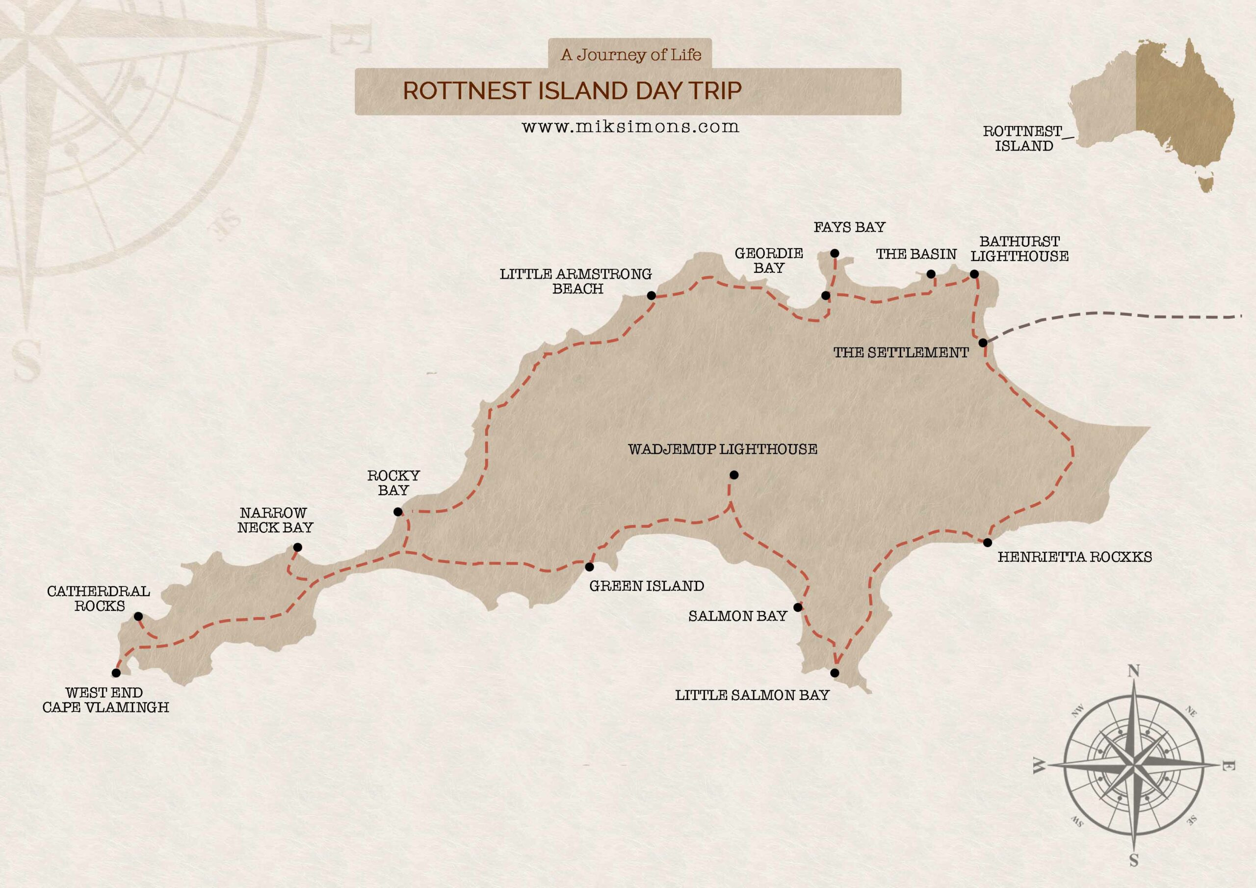 Map of Rottnest Island - the best day trip to Rottnest Island