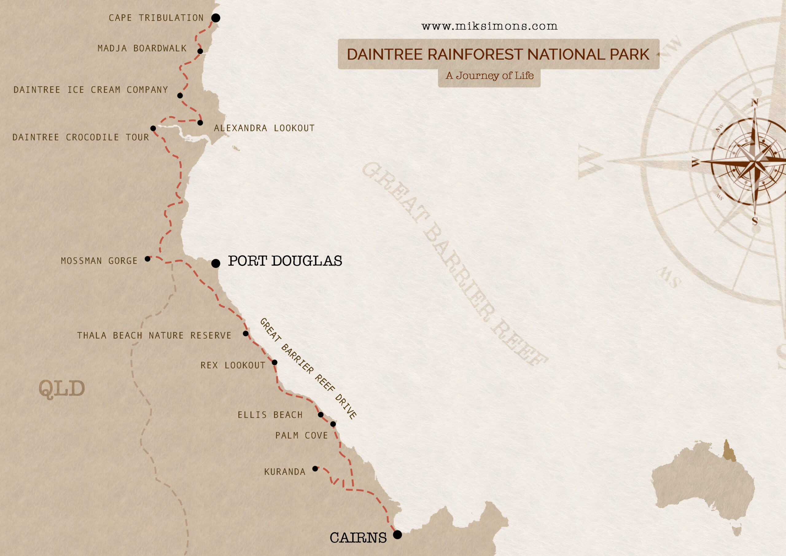 Daintree Rainforest map