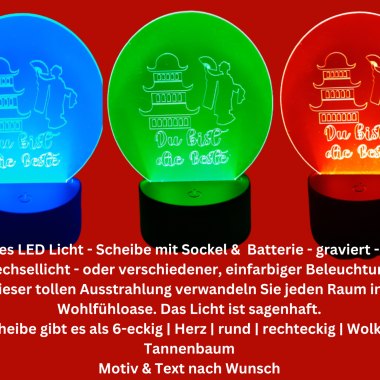 Personalisierte Geschenke - Acrylplatten mit LED Halter