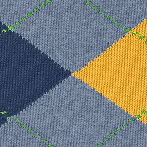 BURLINGTON King Ocean herrstrumpor i bomull 4 BURLINGTON King Ocean, detaljbild av den blå-gula Argyle mönstret
