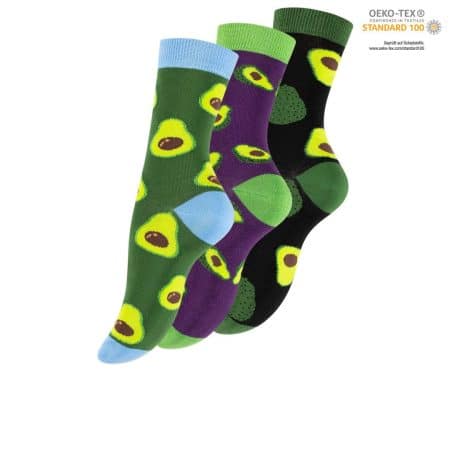 Vincent Creation strumpor Avocado - 3-pack roliga bomullsstrumpor med avokado frukter som motiv