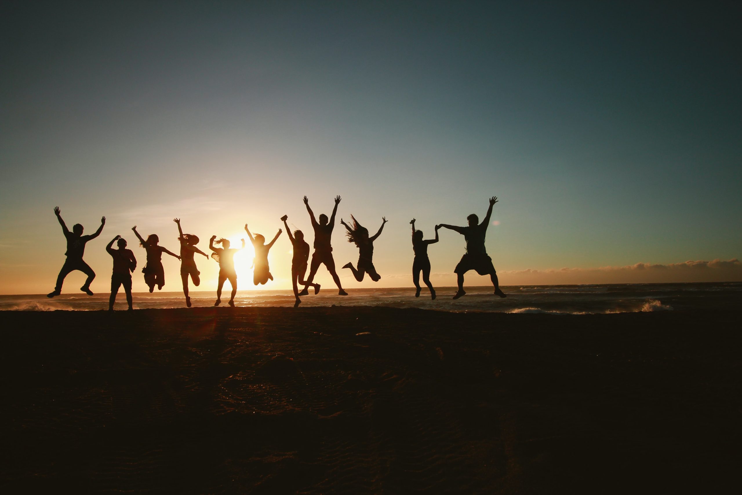 A group of people jumping