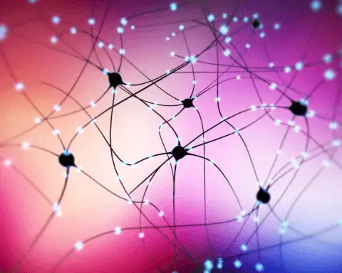 Neurotransmitter im Gehirn in der Form von unzähligen Netzen, die miteinander verbunden sind.