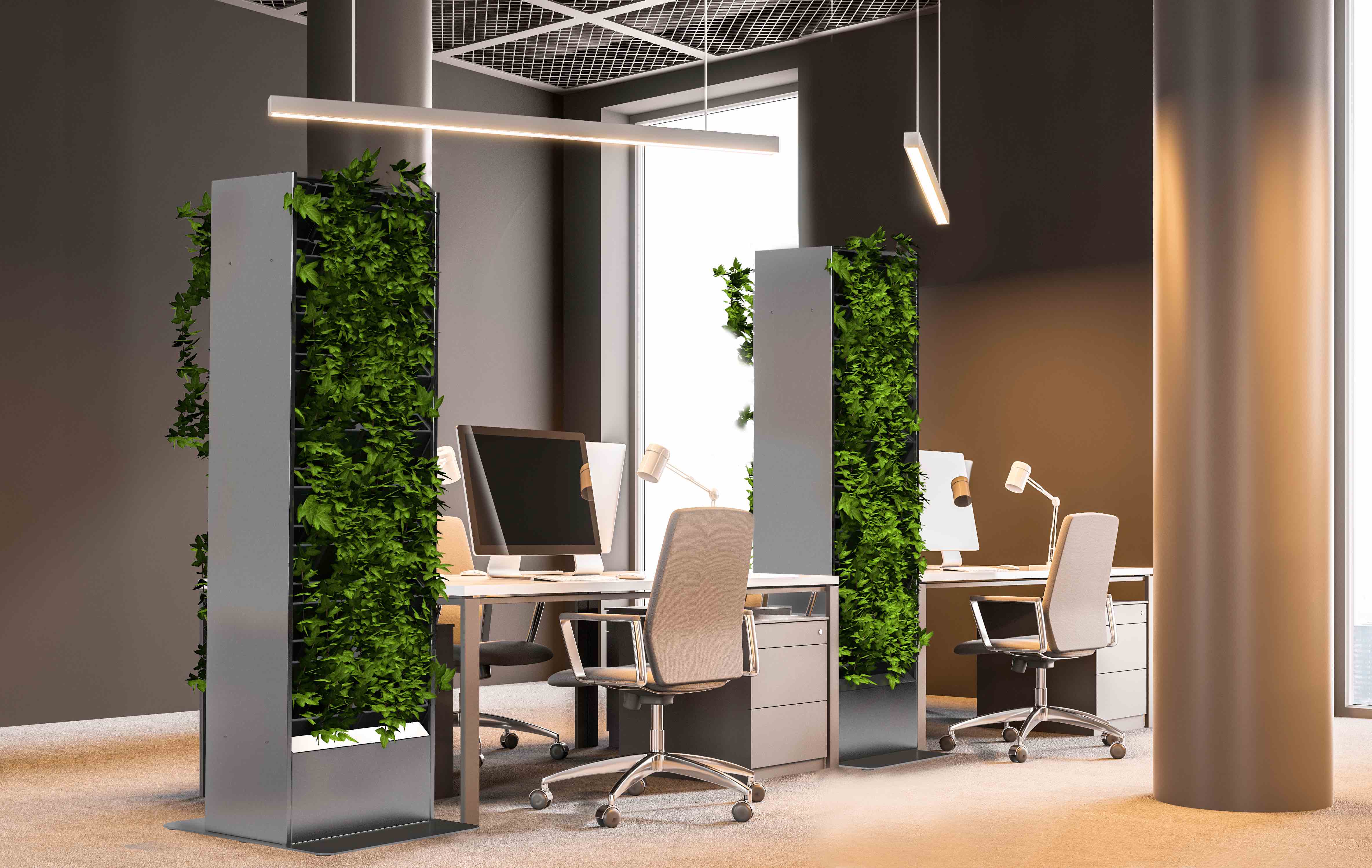 Living Board plantenzuil, groene wand voor plaatsing in leefruimten en burelen.