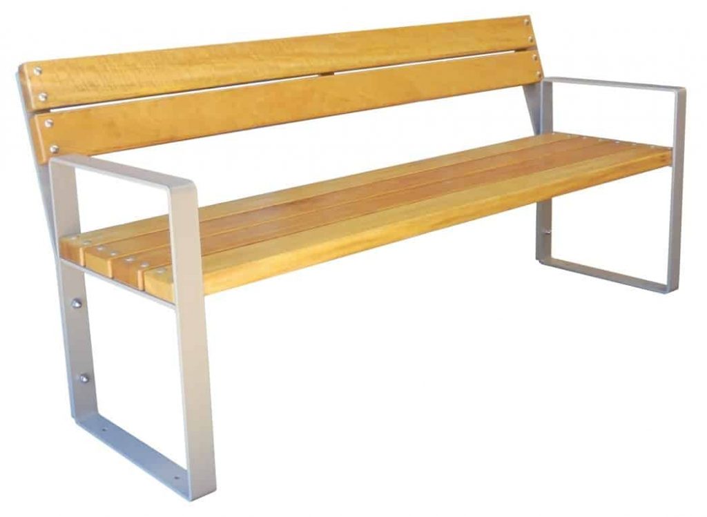 Moderne tuinbank met rugleuning. Moderne tuinbank met rugleuning.