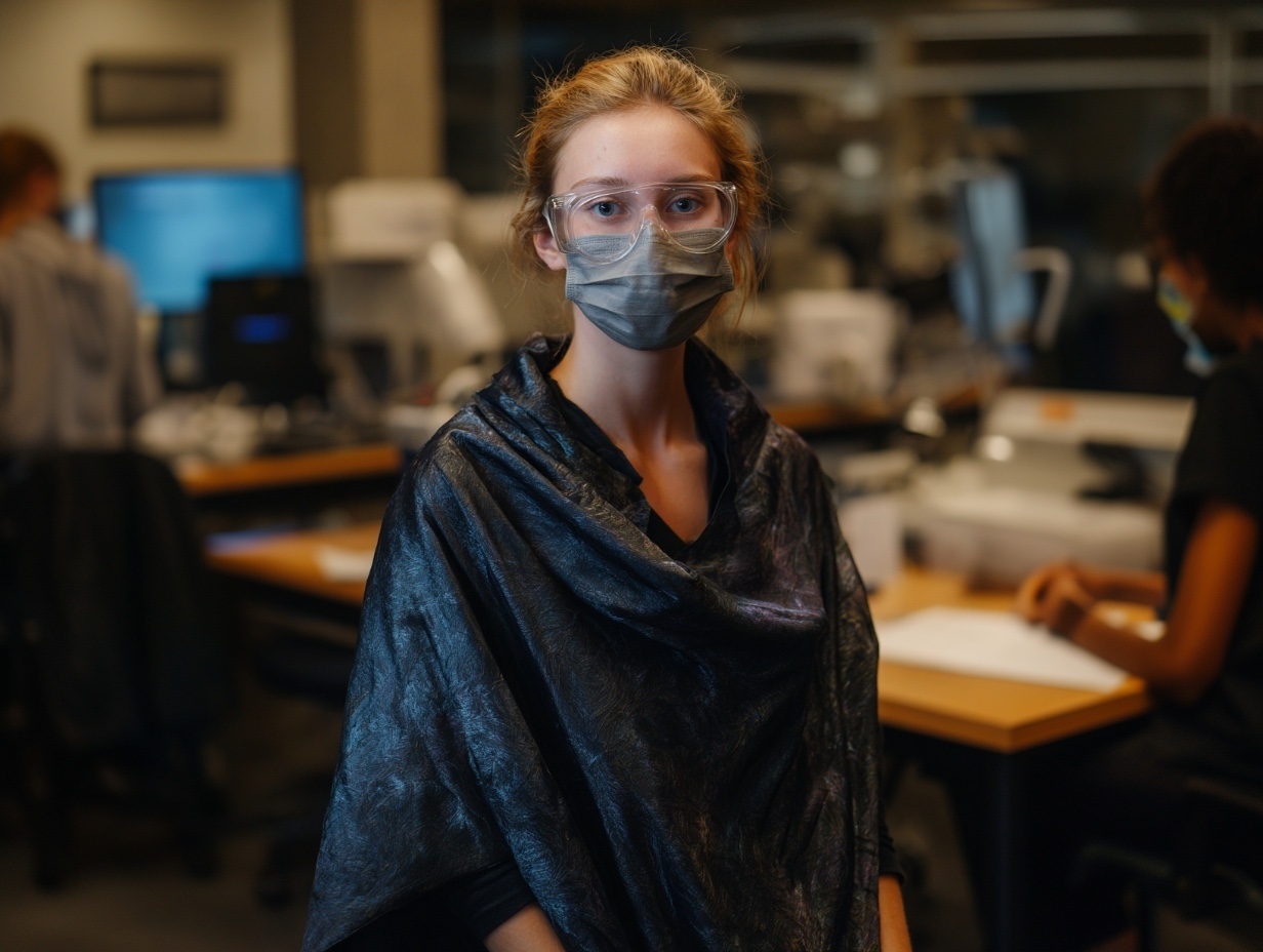 Test subject wearing the "Fabric of the Gods"
