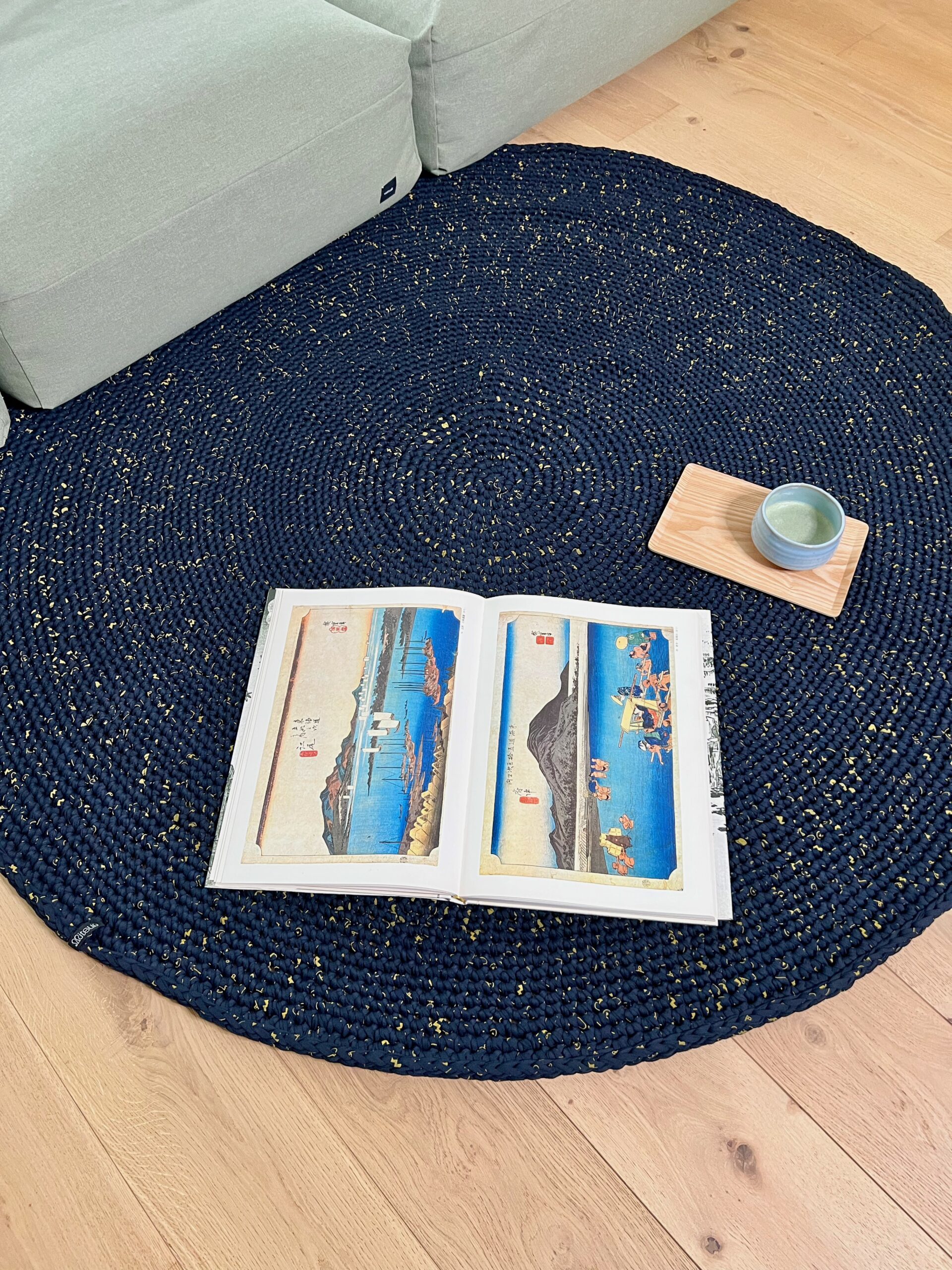 Yozora Maxi Crochet Rug - Midnight Blue/Gold (170cm) - Image 2