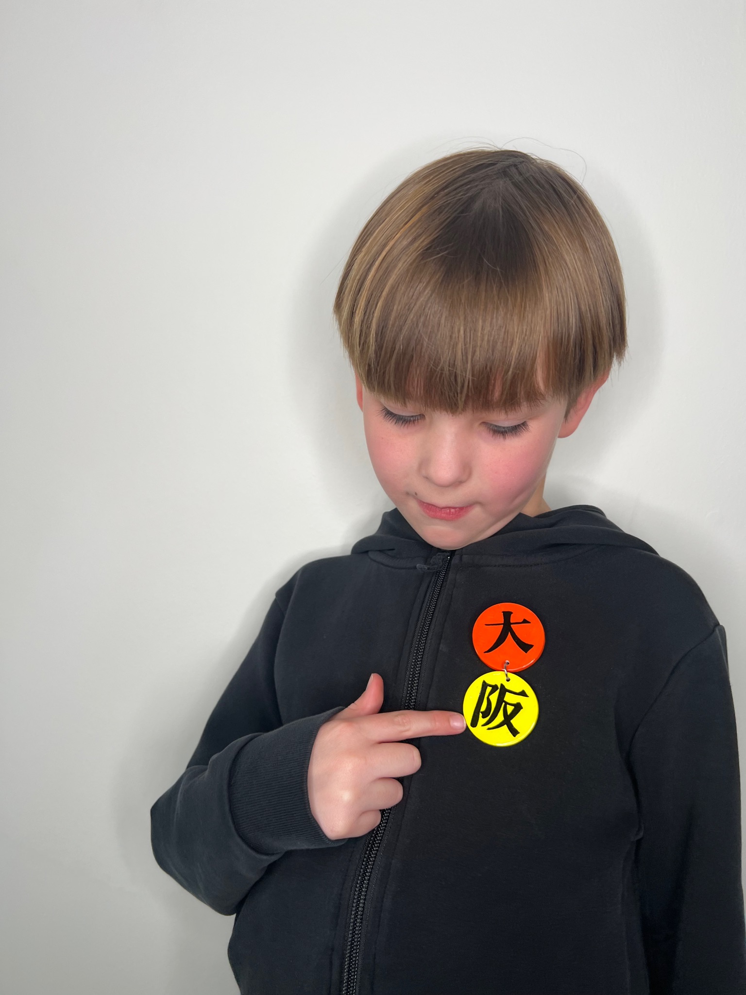 Handmade polymer clay kanji pin