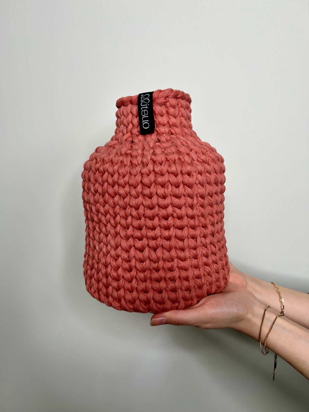 Ume II Small Crochet Vase - Light Burgundy