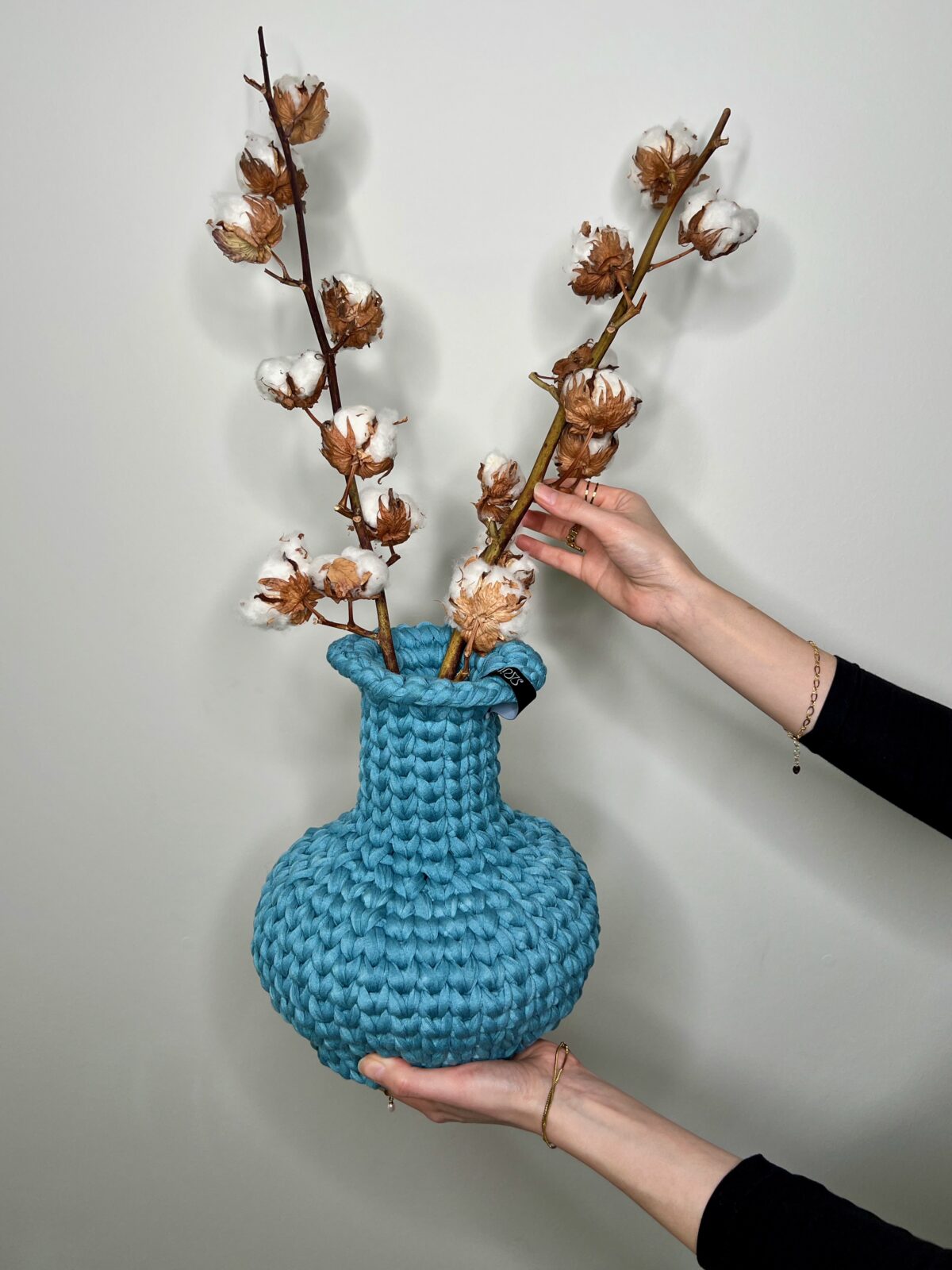 Hanada Medium Crochet Vase - Dark Teal