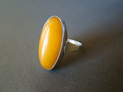 vintage zilveren ring smalle lange honing barnsteen maat 18,5 - bestel bij  mittens.nl