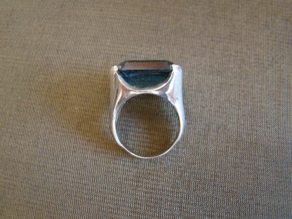 vintage zilveren ring blauwe glassteen maat 17,25 - Afbeelding 6